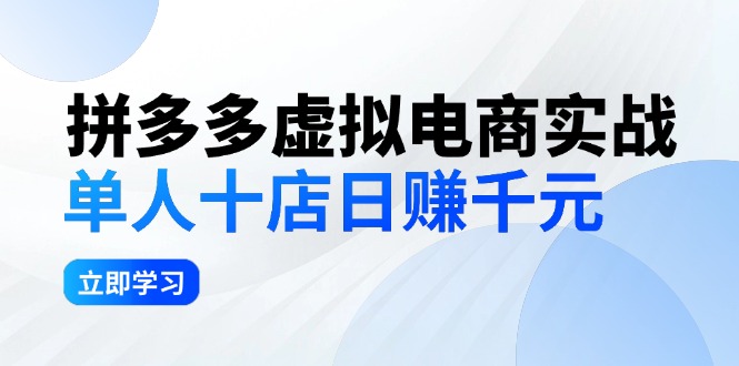 （12326期）拼多多虚拟电商实战：单人10店日赚千元，深耕老项目，稳定盈利不求风口-致富学堂