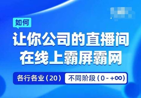 企业矩阵直播霸屏实操课，让你公司的直播间在线上霸屏霸网-致富学堂
