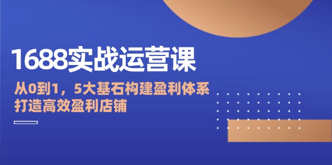 （12482期）1688实战运营课：从0到1，5大基石构建盈利体系，打造高效盈利店铺-致富学堂