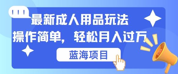 最新成人用品项目玩法，操作简单，动动手，轻松日入几张【揭秘】-致富学堂