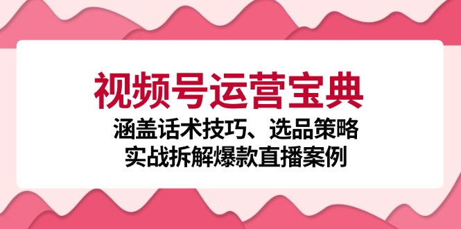 视频号运营宝典：涵盖话术技巧、选品策略、实战拆解爆款直播案例-致富学堂