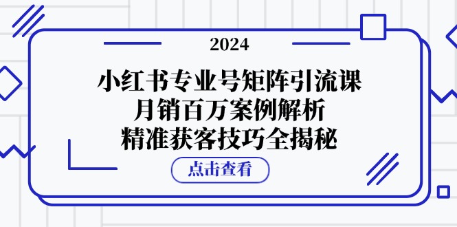 小红书专业号矩阵引流课，月销百万案例解析，精准获客技巧全揭秘-致富学堂