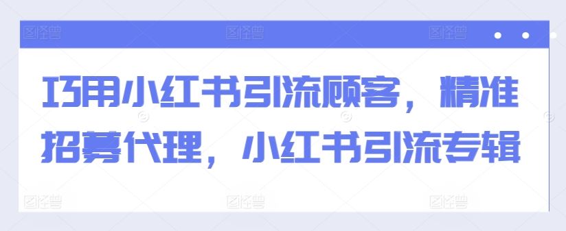 巧用小红书引流顾客，精准招募代理，小红书引流专辑-致富学堂