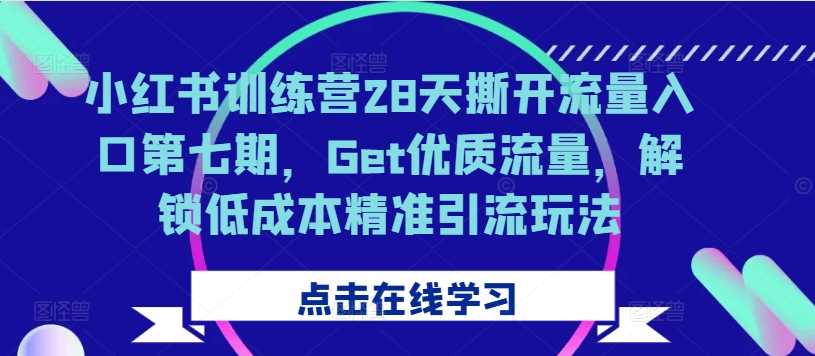 小红书训练营28天撕开流量入口第七期，Get优质流量，解锁低成本精准引流玩法-致富学堂