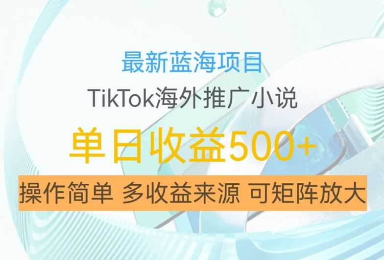 最新蓝海项目，利用tiktok海外推广小说赚钱佣金，简单易学，日入500+，可矩阵放大【揭秘】-致富学堂