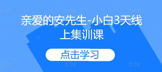 亲爱的安先生-小白3天线上集训课-致富学堂