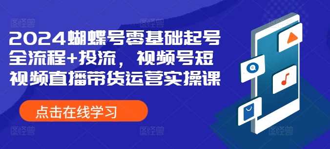 2024蝴蝶号零基础起号全流程+投流，视频号短视频直播带货运营实操课-致富学堂