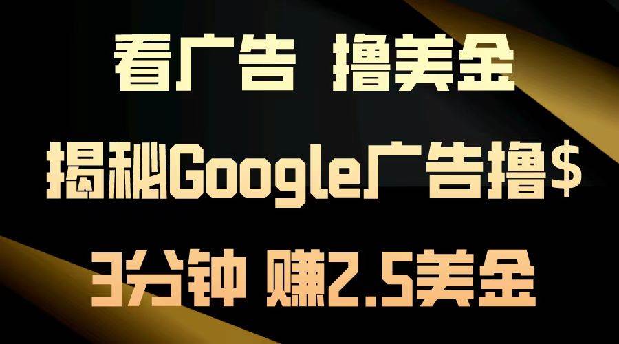 （13114期）看广告，撸美金！3分钟赚2.5美金！日入200美金不是梦！揭秘Google广告…-致富学堂