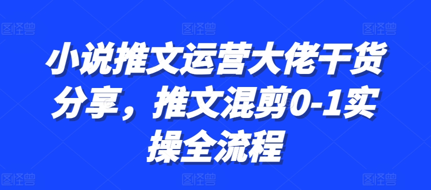 小说推文运营大佬干货分享，推文混剪0-1实操全流程-致富学堂