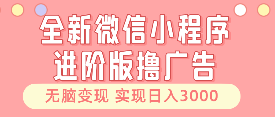 （13197期）全新微信小程序进阶版撸广告 无脑变现睡后也有收入 日入3000＋-致富学堂