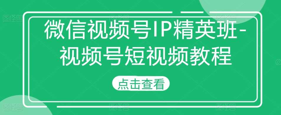 微信视频号IP精英班-视频号短视频教程-致富学堂