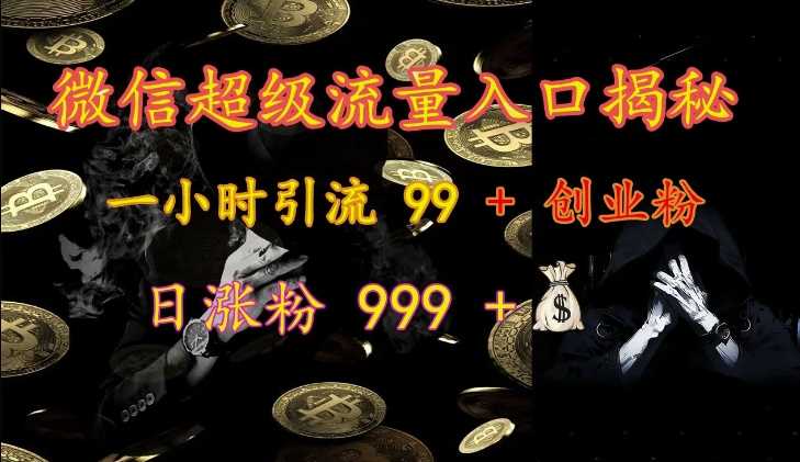 微信超级流量入口揭秘：一小时引流 99 + 创业粉，日涨粉 999 +-致富学堂