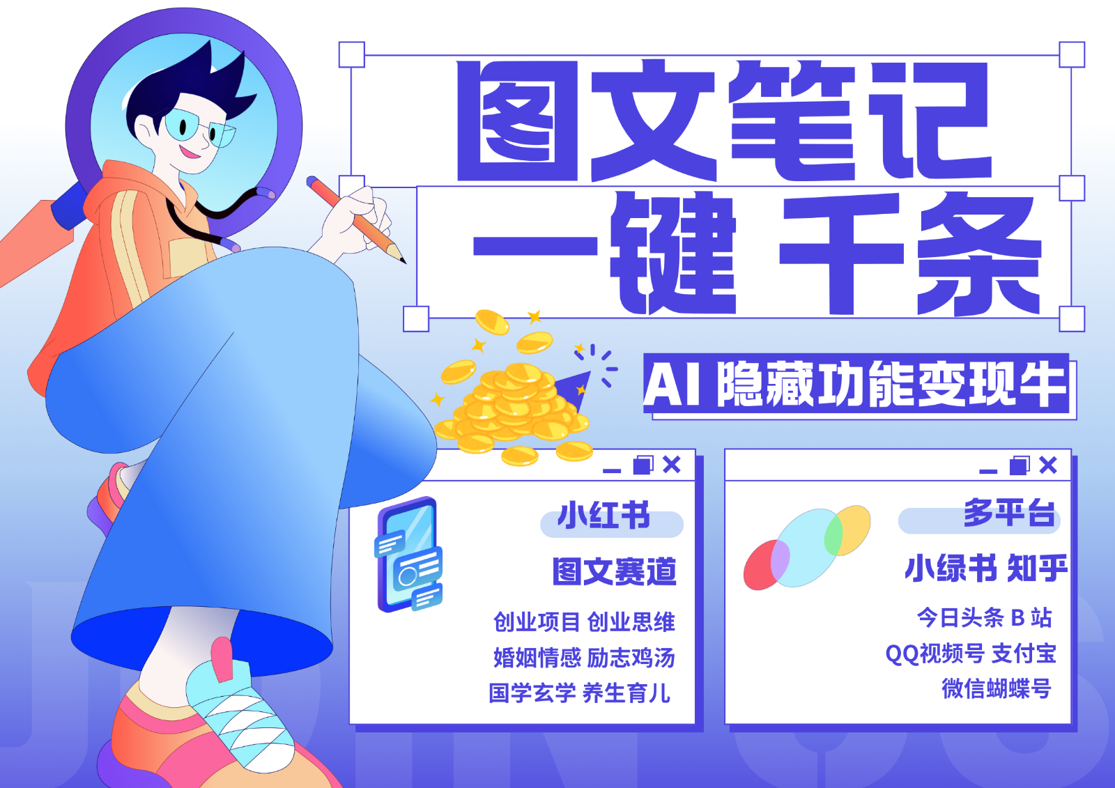 1键生成数千条图文 创业国学 秒生笔记 小红书小绿书图文 轻松引流 变现30000+-致富学堂