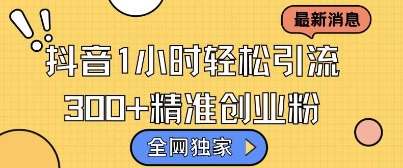 全网独家抖音引流，轻松日引300+精准创业粉【揭秘】-致富学堂