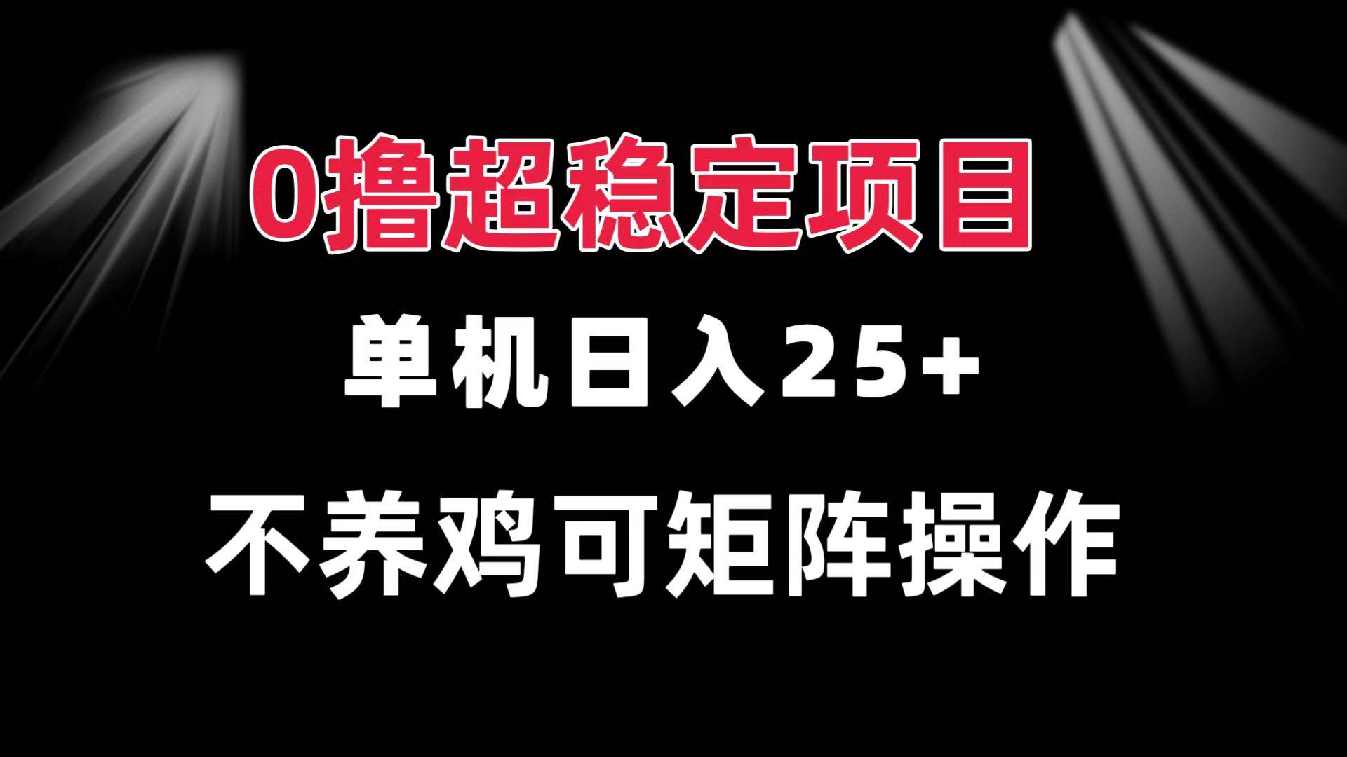 （13355期）0撸项目 单机日入25+ 可批量操作 无需养鸡 长期稳定 做了就有-致富学堂