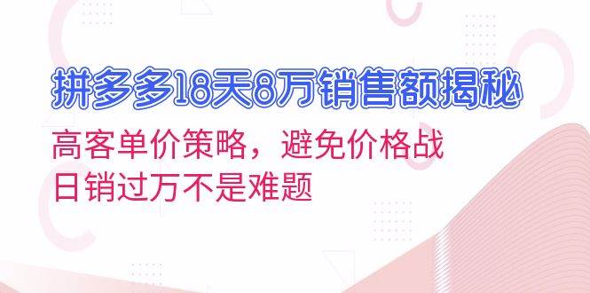 （13383期）拼多多18天8万销售额揭秘：高客单价策略，避免价格战，日销过万不是难题-致富学堂