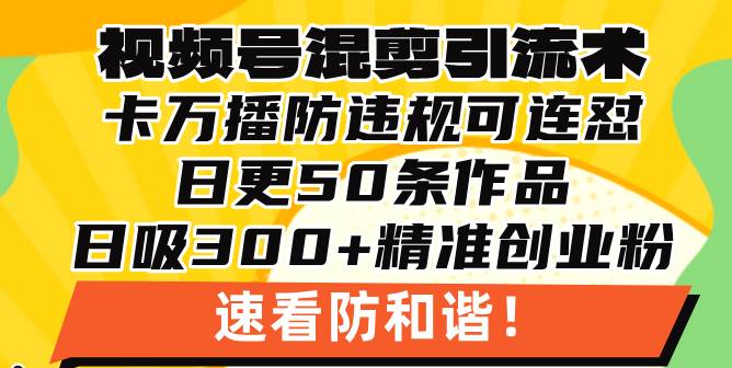 （13400期）视频号混剪引流技术，500万播放引流17000创业粉，操作简单当天学会-致富学堂