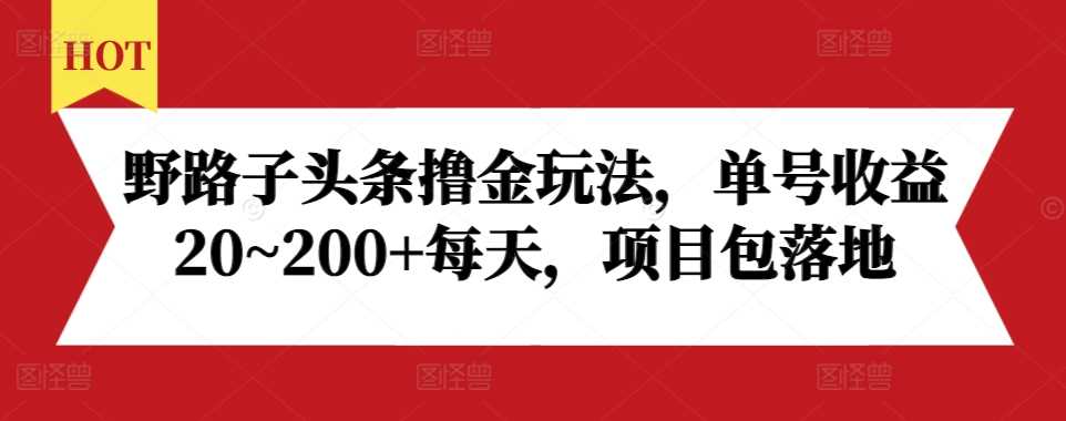 野路子头条撸金玩法，单号收益20~200+每天，项目包落地-致富学堂