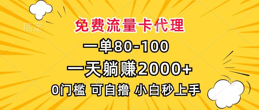 （13551期）一单80，免费流量卡代理，一天躺赚2000+，0门槛，小白也能轻松上手-致富学堂