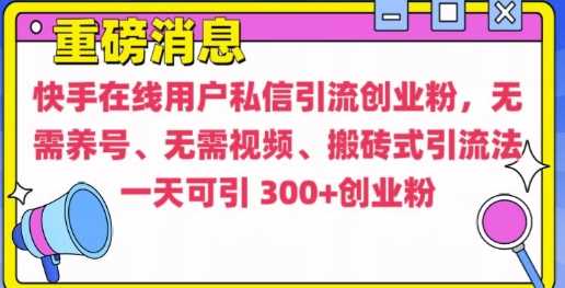 快手最新引流创业粉方法，无需养号、无需视频、搬砖式引流法【揭秘】-致富学堂