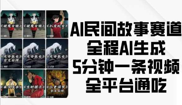AI民间故事赛道，全程AI生成5分钟一条视频，全平台通吃-致富学堂