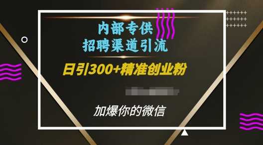 内部招聘渠道日引流300+创业粉，加爆你的微信【揭秘】-致富学堂