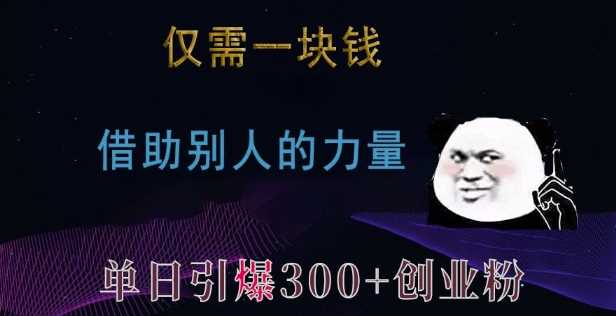 仅需一块钱，借助别人的力量，单日引爆300+创业粉、兼职粉【揭秘】-致富学堂