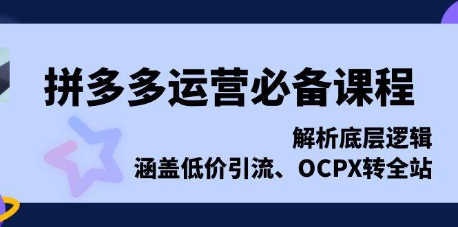 （13700期）拼多多运营必备课程，解析底层逻辑，涵盖低价引流、OCPX转全站-致富学堂