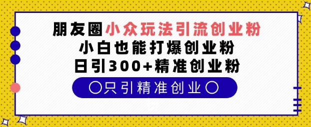 朋友圈小众玩法引流创业粉，小白也能打爆创业粉，日引300+精准创业粉【揭秘】-致富学堂