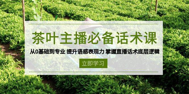 茶叶主播必备话术课 从0基础到专业 提升语感表现力 掌握直播话术底层逻辑-致富学堂