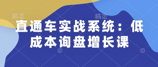 直通车实战系统：低成本询盘增长课，让个人通过技能实现升职加薪，让企业低成本获客，订单源源不断-致富学堂