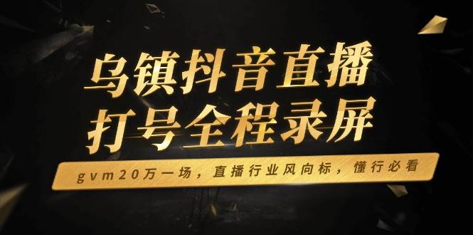 （14014期）乌镇抖音直播打号全程录屏，gvm20万一场，直播行业风向标，懂行必看-致富学堂