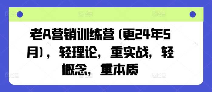 老A营销训练营(更25年1月)，轻理论，重实战，轻概念，重本质-致富学堂