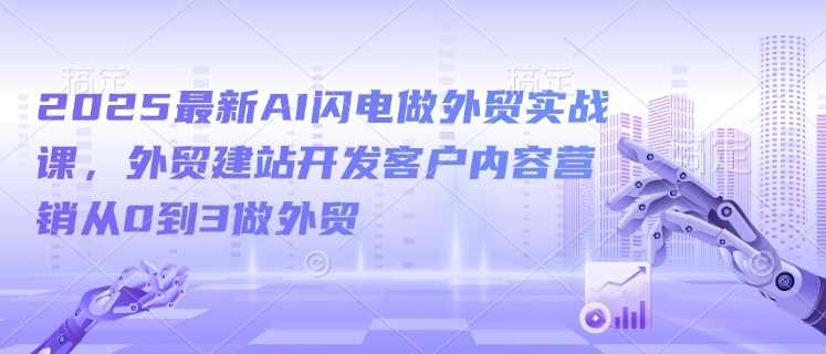 2025最新AI闪电做外贸实战课，外贸建站开发客户内容营销从0到3做外贸-致富学堂