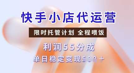 快手小店代运营，限时托管计划，收益55分，单日稳定变现多张【揭秘】-致富学堂