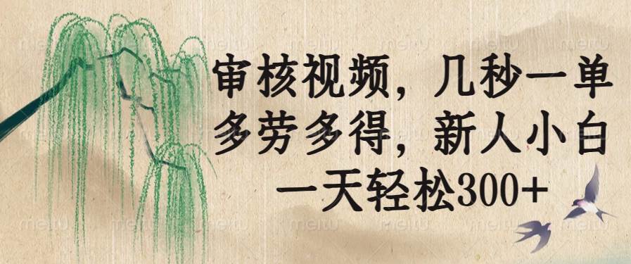 （14202期）审核视频，几秒一单，多劳多得，新人小白一天轻松300+-致富学堂