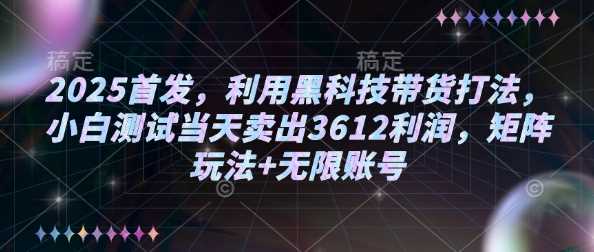 2025首发，利用黑科技带货打法，小白测试当天卖出3612利润，矩阵玩法+无限账号【揭秘】-致富学堂