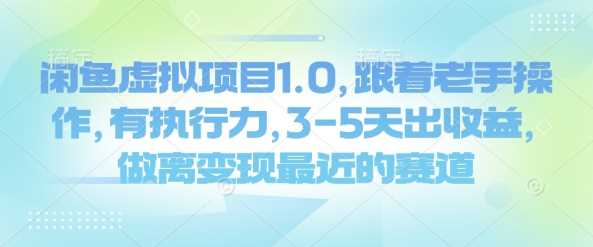闲鱼虚拟项目1.0，跟着老手操作，有执行力，3-5天出收益，做离变现最近的赛道-致富学堂