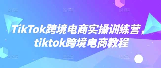 TikTok跨境电商实操训练营，tiktok跨境电商教程-致富学堂