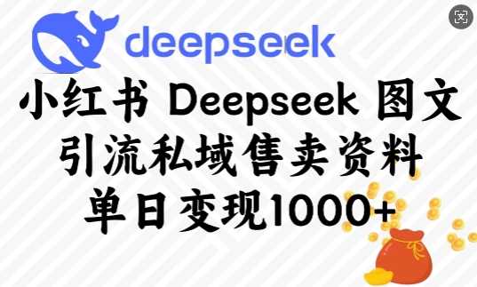 小红书Deepseek图文引流私域售卖资料，单日变现多张-钰霖恒创