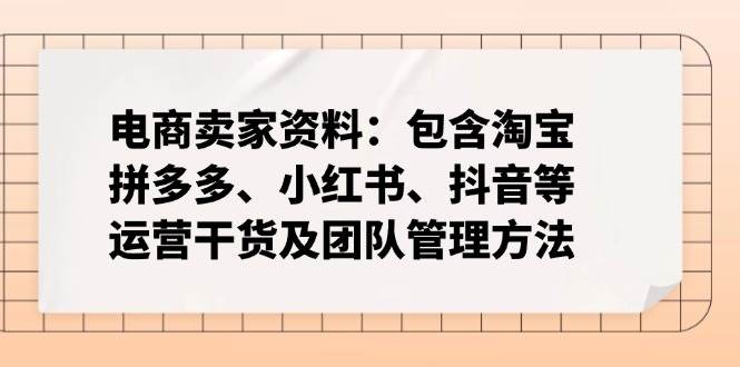 （14354期）电商卖家资料：包含淘宝、拼多多、小红书、抖音等运营干货及团队管理方法-致富学堂