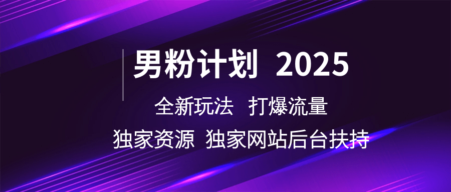 男粉计划2025  全新玩法打爆流量 独立网站 独立资源后台扶持-致富学堂