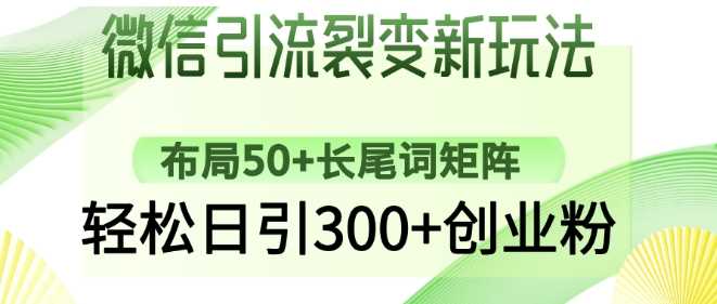 微信引流裂变新玩法：布局50+长尾词矩阵，轻松日引300+创业粉-致富学堂