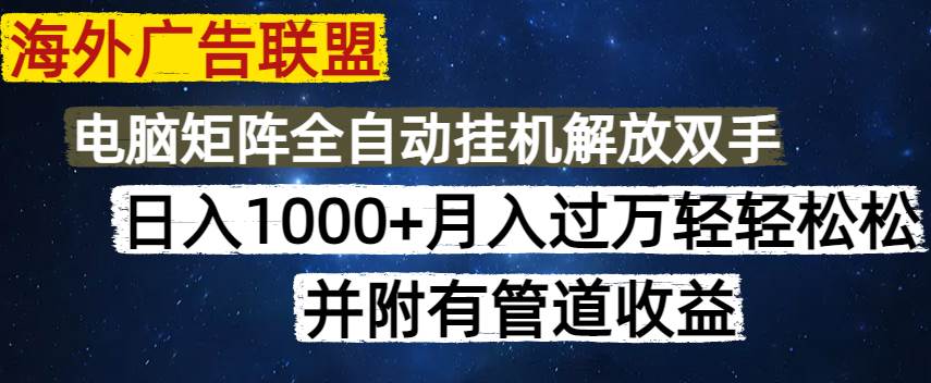（14540期）海外广告联盟每天几分钟日入1000+无脑操作，可矩阵并附有管道收益-致富学堂
