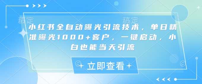 小红书全自动曝光引流技术，单日精准曝光1000+客户，一键启动，小白也能当天引流【揭秘】-致富学堂