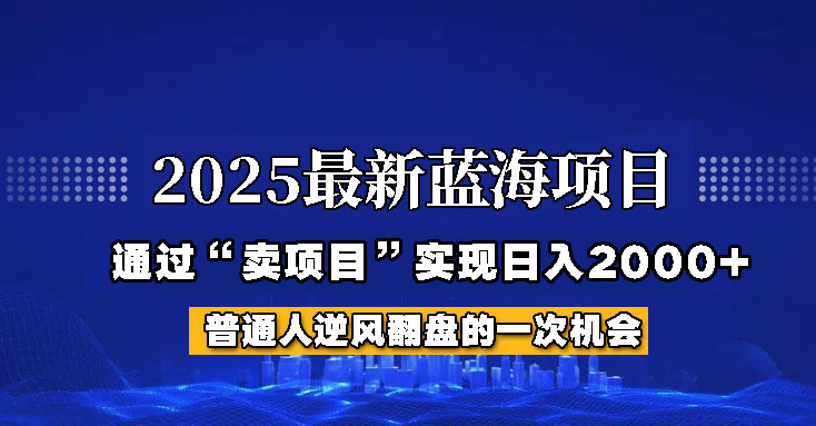2025年蓝海项目，如何通过“网创项目”日入2000+-致富学堂