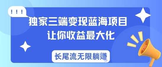独家三端变现蓝海项目，让你收益最大化，长尾流无限躺挣-致富学堂