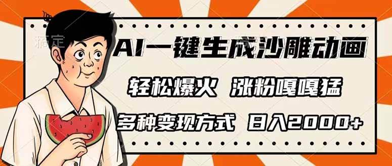 （14161期）AI一键生成沙雕动画，单视频破千万播放，多种变现方式，日入2000+-致富学堂