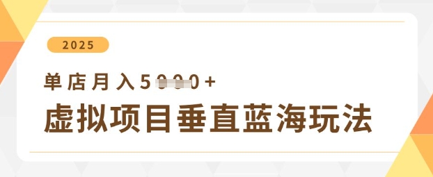 虚拟项目垂直玩法，实现单店月入5k+-致富学堂