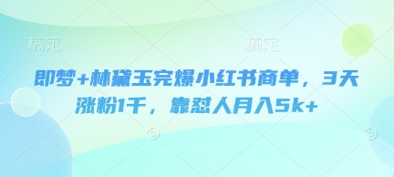 即梦+林黛玉完爆小红书商单，3天涨粉1千，靠怼人月入5k+-致富学堂